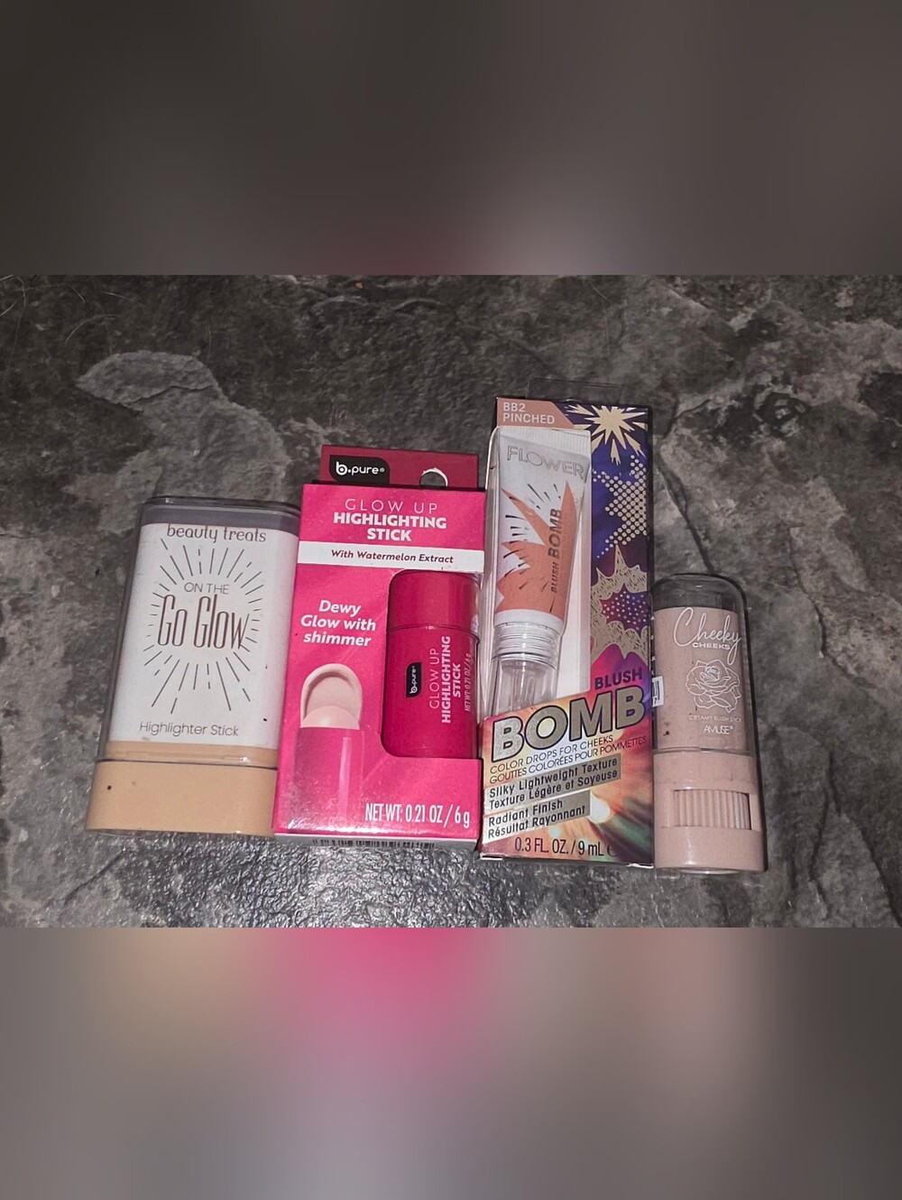 Makeup Bundle- Beauty Treats & B Pure Highlight Stick, Amuse Blush Stick + More